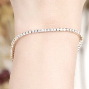 14k white gold Tennis Bracelet, GRA Moissanite like-diamond shine 6” length